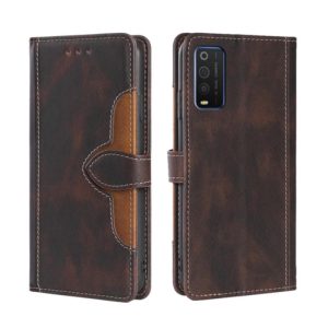 For TCL 205 Stitching Skin Feel Magnetic Buckle Horizontal Flip PU Leather Case(Brown) (OEM)