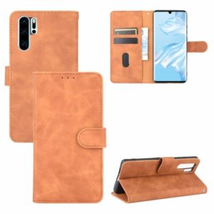 For Huawei P30 Pro Solid Color Skin Feel Magnetic Buckle Horizontal Flip Calf Texture PU Leather Case with Holder & Card Slots & Wallet(Brown) (OEM)