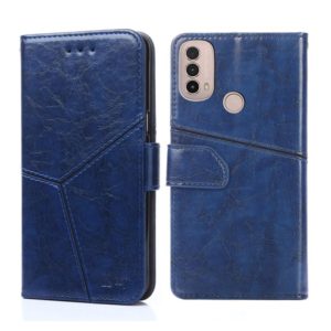 For Motorola Moto E40 Geometric Stitching Horizontal Flip Leather Phone Case(Blue) (OEM)