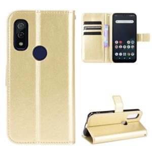 For Fujitsu Arrows WE Crazy Horse Texture Horizontal Flip Leather Case with Holder & Card Slots & Lanyard(Gold) (OEM)