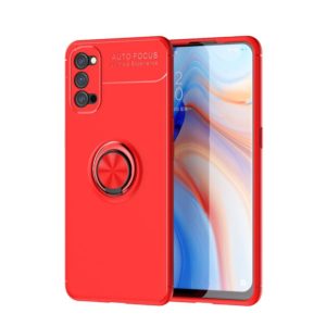 For OPPO RENO 4 Metal Ring Holder 360 Degree Rotating TPU Case(Red+Red) (OEM)