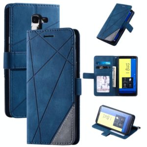 For Samsung Galaxy J6 Skin Feel Splicing Horizontal Flip Leather Case with Holder & Card Slots & Wallet & Photo Frame(Blue) (OEM)