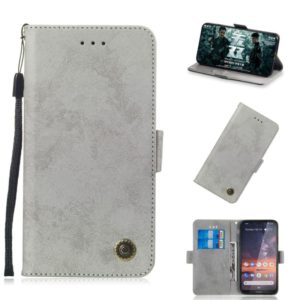 For Nokia 3.2 Retro Horizontal Flip PU Leather Case with Card Slots & Holder(Gray) (OEM)