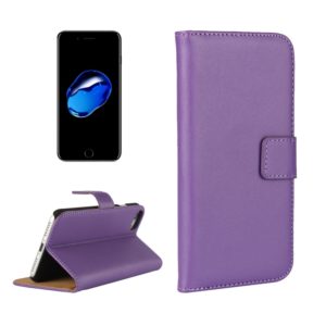For iPhone 8 & 7 Genuine Split Horizontal Flip Leather Case with Holder & Card Slots & Wallet(Purple) (OEM)