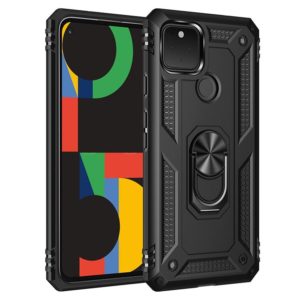For Google Pixel 5 Shockproof TPU + PC Protective Case with 360 Degree Rotating Holder(Black) (OEM)