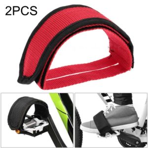 2 PCS Bicycle Pedals Bands Feet Set With Anti-slip Straps Beam Foot(Red) (OEM)