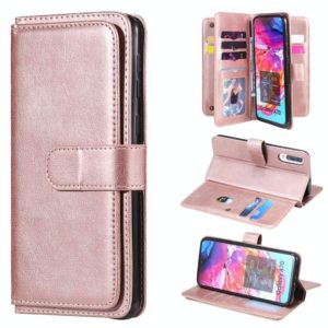 For Samsung Galaxy A70 Multifunctional Magnetic Copper Buckle Horizontal Flip Solid Color Leather Case with 10 Card Slots & Wallet & Holder & Photo Frame(Rose Gold) (OEM)