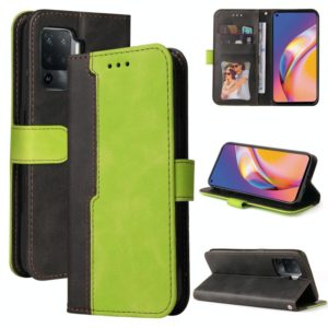 For OPPO A94 4G/F19 Pro/Reno5 F Business Stitching-Color Horizontal Flip PU Leather Case with Holder & Card Slots & Photo Frame & Lanyard(Green) (OEM)