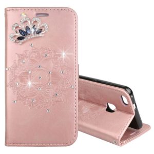 For Huawei P10 Lite Mandragora Pattern Crystal Encrusted Horizontal Flip Leather Case with Card Slot & Holder & Wallet & Lanyard (Rose Gold) (OEM)