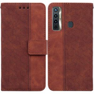 For Tecno Camon 17 Geometric Embossed Leather Phone Case(Brown) (OEM)
