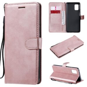 For Samsung Galaxy A71 5G Solid Color Horizontal Flip Protective Leather Case with Holder & Card Slots & Wallet & Photo Frame & Lanyard(Rose Gold) (OEM)