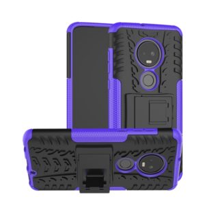 Tire Texture TPU+PC Shockproof Case for Motorola G7, with Holder (Purple) (OEM)