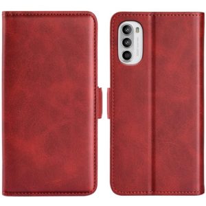 For Motorola Moto G52 4G Dual-side Magnetic Buckle Horizontal Flip Leather Phone Case(Red) (OEM)