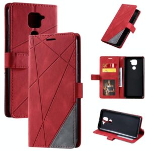 For Xiaomi Redmi Note 9 Skin Feel Splicing Horizontal Flip Leather Case with Holder & Card Slots & Wallet & Photo Frame(Red) (OEM)