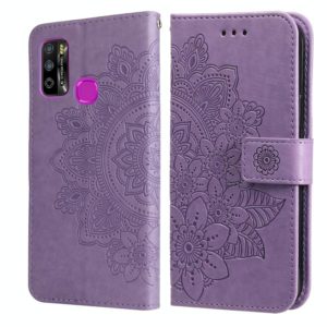 For Infinix Hot 9 Play 7-petal Flowers Embossing Pattern Horizontal Flip PU Leather Case with Holder & Card Slots & Wallet & Photo Frame(Light Purple) (OEM)
