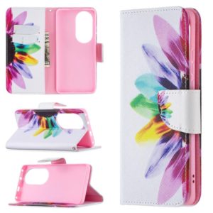 For Huawei P50 Pro Colored Drawing Pattern Horizontal Flip Leather Case with Holder & Card Slots & Wallet(Sun Flower) (OEM)