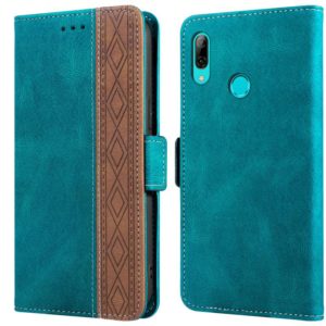 For Huawei Y6 2019 Stitching Side-Magnetic RFID Leather Phone Case(Dark Green) (OEM)