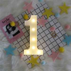 Digit 1 Shape Decoration Light, Dry Battery Powered Warm White Standing Hanging Holiday Light (OEM)