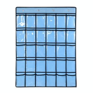 30 Grid Non-woven Transparent Mobile Phone Hanging Bag(Blue) (OEM)