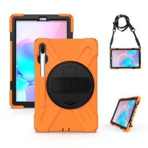 For Samsung Galaxy Tab S6 10.5 inch T860 / T865 Shockproof Colorful Silicone + PC Protective Case with Holder & Shoulder Strap & Hand Strap & Pen Slot(Orange) (OEM)