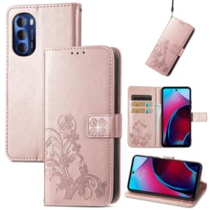 For Motorola Moto G Stylus 5G 2022 Four-leaf Clasp Embossed Buckle Leather Phone Case(Rose Gold) (OEM)
