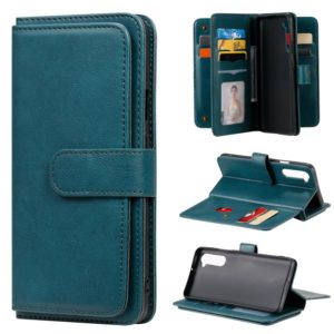 For Oneplus Nord Multifunctional Magnetic Copper Buckle Horizontal Flip Solid Color Leather Case with 10 Card Slots & Wallet & Holder & Photo Frame(Dark Green) (OEM)