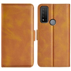 For TCL 20 R 5G Dual-side Magnetic Buckle Horizontal Flip Phone Leather Case with Holder & Card Slots & Wallet(Yellow) (OEM)