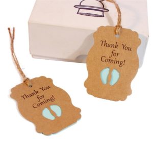 50pcs / Set Thank You For Coming Kraft Paper Baby Shower Birthday Party Lable(Blue) (OEM)