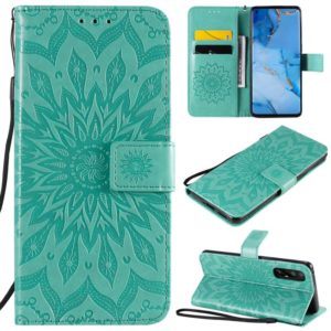 For OPPO Reno3 Pro / Find X2 Neo Sun Embossing Pattern Horizontal Flip Leather Case with Card Slot & Holder & Wallet & Lanyard(Green) (OEM)