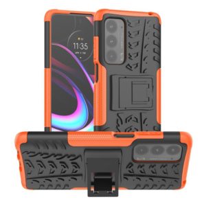For Motorola Edge (2021) Tire Texture Shockproof TPU+PC Protective Case with Holder(Orange) (OEM)
