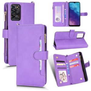 For ZTE Blade V30 Vita / V2022 Litchi Texture Zipper Leather Phone Case(Purple) (OEM)