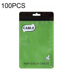 100 PCS Thumb Type Data Cable Packaging Bag Thickened Plastic Ziplock Bag 11 x 18cm(Green) (OEM)