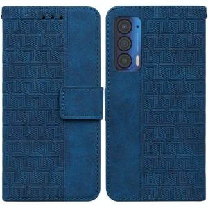 For Motorola Moto Edge 2021 Geometric Embossed Leather Phone Case(Blue) (OEM)