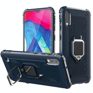 For Samsung Galaxy A10 / M10 Carbon Fiber Protective Case with 360 Degree Rotating Ring Holder(Blue) (OEM)