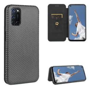 For OPPO A52 / A72 / A92 Carbon Fiber Texture Horizontal Flip TPU + PC + PU Leather Case with Card Slot(Black) (OEM)