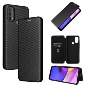 For Motorola Moto E20 / E30 / E40 Carbon Fiber Texture Horizontal Flip Leather Phone Case with Card Slot(Black) (OEM)