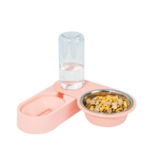 Pet Supplies Dog Cat Food Bowl Folding Rotating Double Bowl, Specification: Pink With Bowl (OEM)