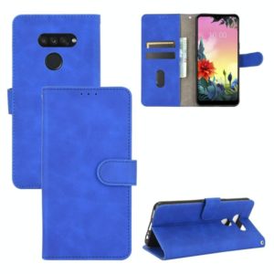 For LG K50S Solid Color Skin Feel Magnetic Buckle Horizontal Flip Calf Texture PU Leather Case with Holder & Card Slots & Wallet(Blue) (OEM)