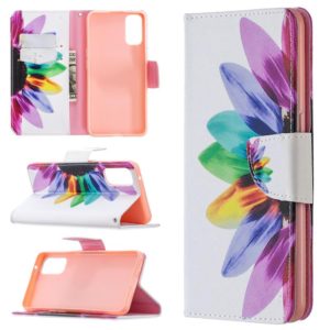 For OPPO Reno4 5G Colored Drawing Pattern Horizontal Flip Leather Case with Holder & Card Slots & Wallet(Sun Flower) (OEM)
