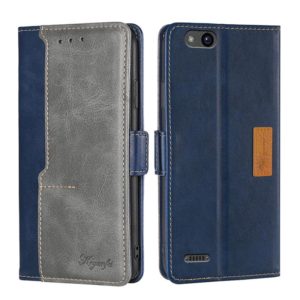 For ZTE Tempo X/Vantage/Z839/N9137 Contrast Color Side Buckle Leather Phone Case(Blue + Grey) (OEM)