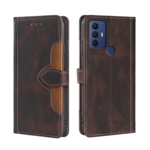 For TCL 30 SE/306/305 Stitching Skin Feel Magnetic Buckle Horizontal Flip PU Leather Case(Brown) (OEM)