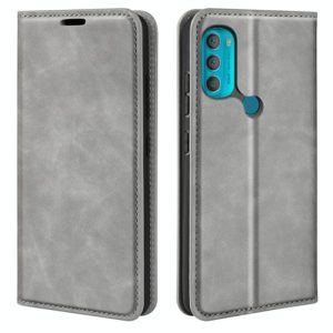 For Motorola Moto G71 5G Retro-skin Magnetic Suction Leather Phone Case(Grey) (OEM)