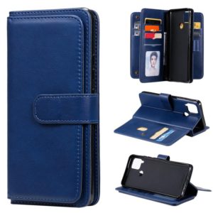 For OPPO Realme C15 Multifunctional Magnetic Copper Buckle Horizontal Flip Solid Color Leather Case with 10 Card Slots & Wallet & Holder & Photo Frame(Dark Blue) (OEM)