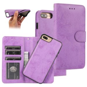 For iPhone 8 Plus / 7 Plus KLT888-2 Retro 2 in 1 Detachable Magnetic Horizontal Flip TPU + PU Leather Case with Holder & Card Slots & Photo Frame & Wallet(Purple) (OEM)