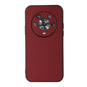 For Honor Magic4 Accurate Hole Carbon Fiber Texture PU Phone Case(Red) (OEM)