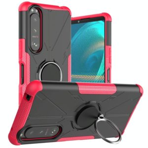 For Sony Xperia 5 III Armor Bear Shockproof PC + TPU Protective Case with Ring Holder(Rose Red) (OEM)