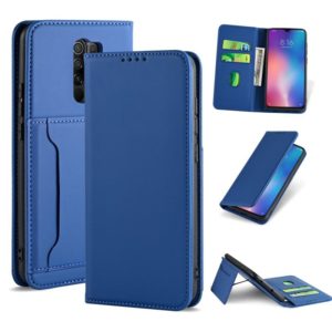 For Xiaomi Redmi 9 Strong Magnetism Shockproof Horizontal Flip Liquid Feel Leather Case with Holder & Card Slots & Wallet(Blue) (OEM)