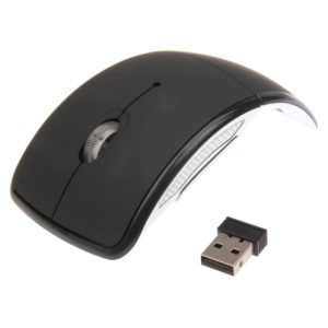 Wireless 2.4GHz 800-1200-1600dpi Snap-in Transceiver Folding Wireless Optical Mouse / Mice(Black) (OEM)
