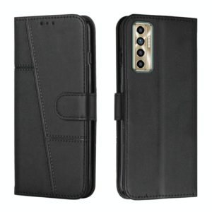 For Tecno Camon 17P Stitching Calf Texture Buckle Leather Phone Case(Black) (OEM)