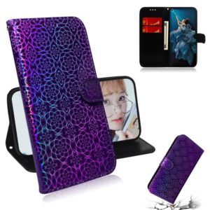 For Huawei Honor 20 Pro Solid Color Colorful Magnetic Buckle Horizontal Flip PU Leather Case with Holder & Card Slots & Wallet & Lanyard(Purple) (OEM)
